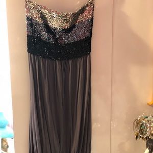 Black & silver sequins tunic strapless dress
